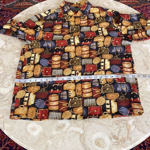 100% Silk J. McLaughlin Vintage Printed Button Down Shirt - Picture 14 of 15